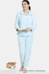 Zivame Fluffy Fur Knit Poly Pyjama - Baby Blue — thumbnail 4